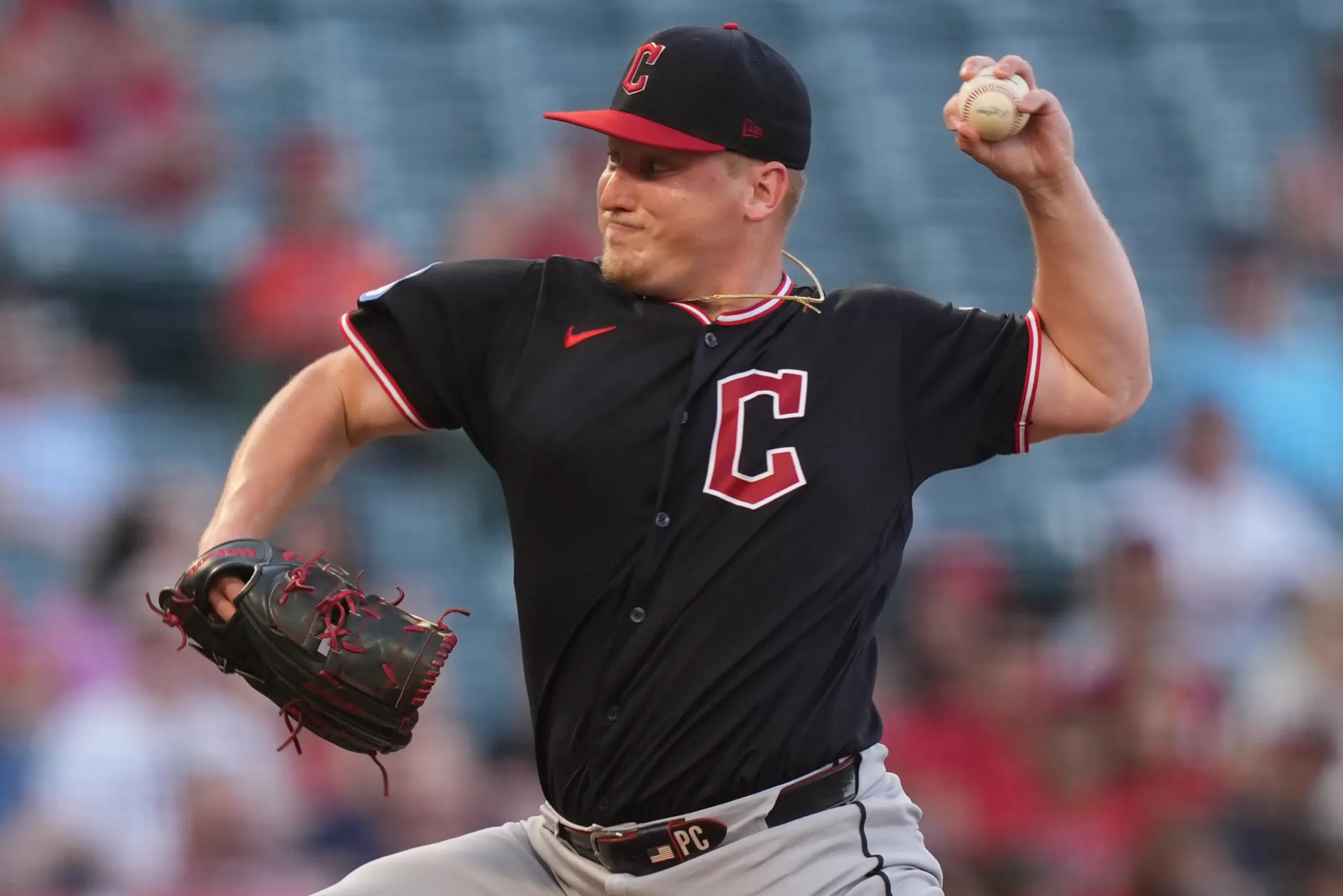 Cleveland guardians v los angeles angels anaheim california august 24 pitcher
