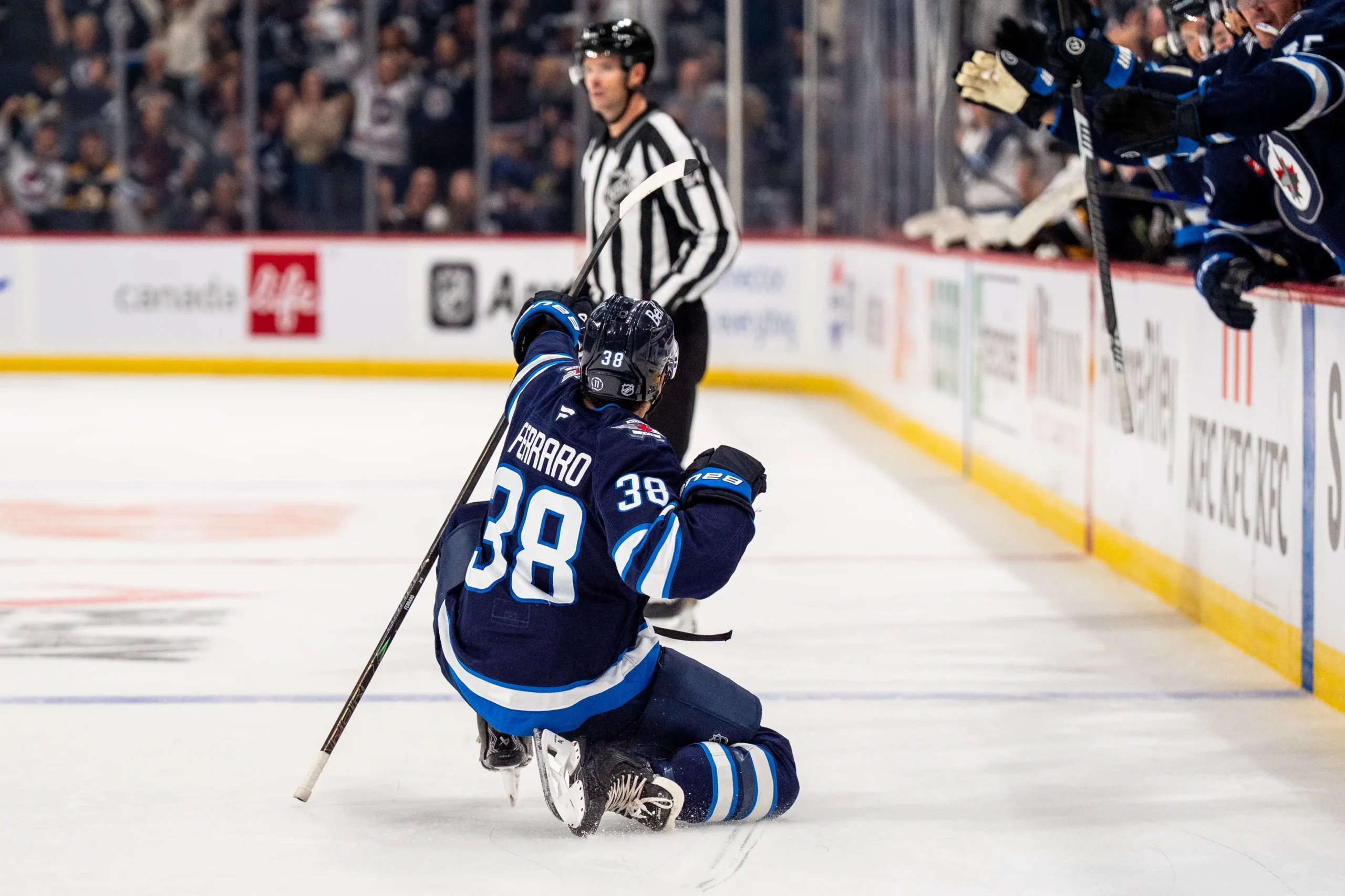 Boston bruins v winnipeg jets winnipeg canada october 2 mario ferraro