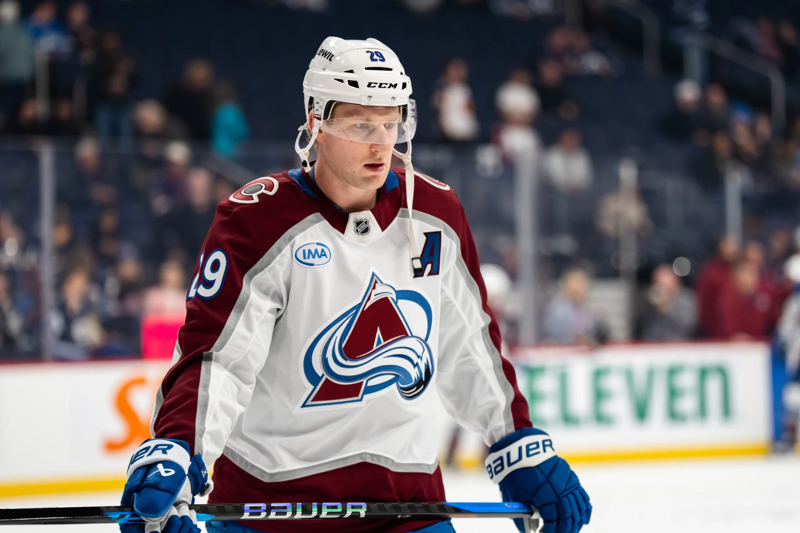 Colorado avalanche v winnipeg jets winnipeg canada october 7 nathan mackinnon