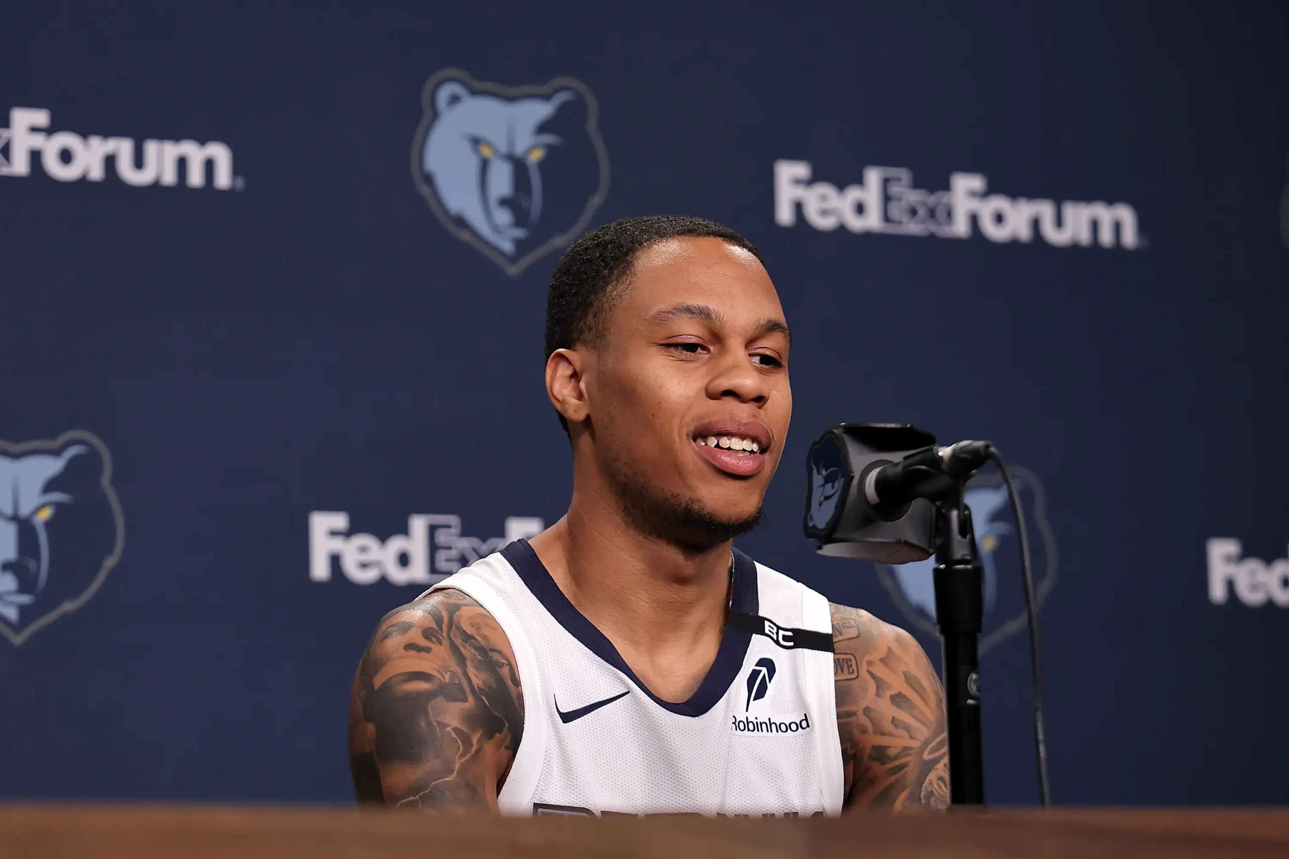 Memphis grizzlies media day memphis tennessee september 28 jordan hawkins 19