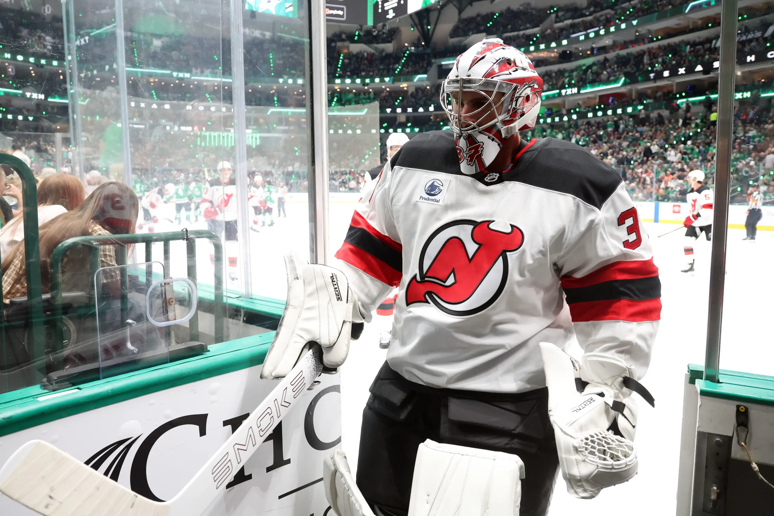 New jersey devils v dallas stars dallas texas october 27 goaltender